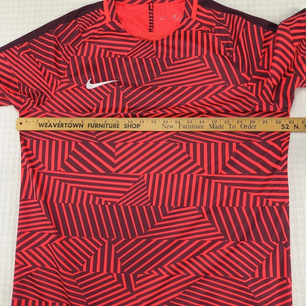 Nike Dri-FIT Strike Soccer Training Jersey Mens XL Red Black Geometric Stripe‎
